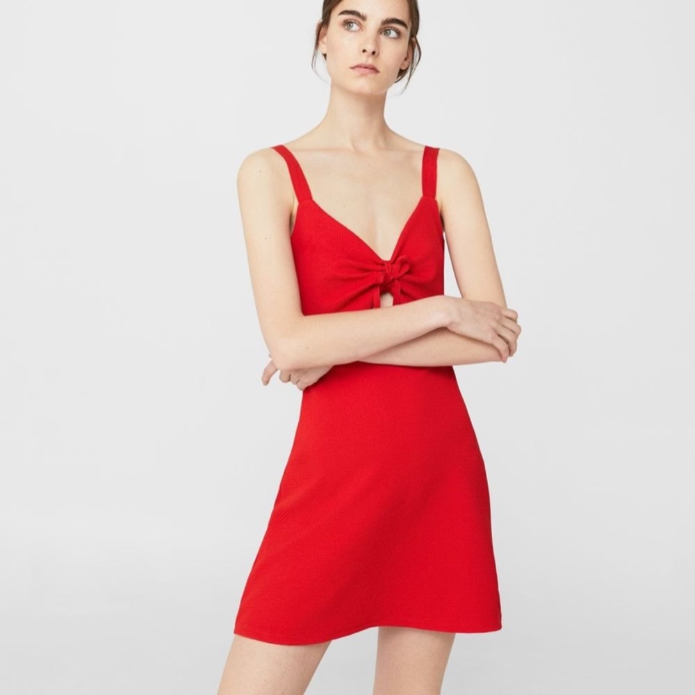 A mango open front mini red dress